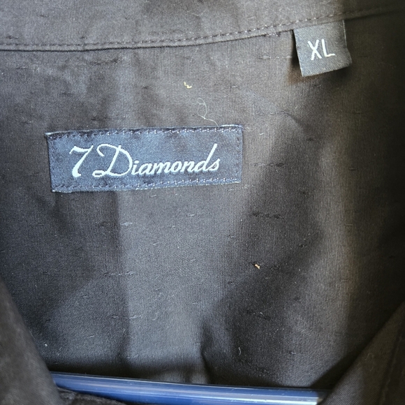 7 Diamonds Shirt Mens XL Black/ navy Button Down Y2K  Gothic Punk Grunge - Picture 3 of 8
